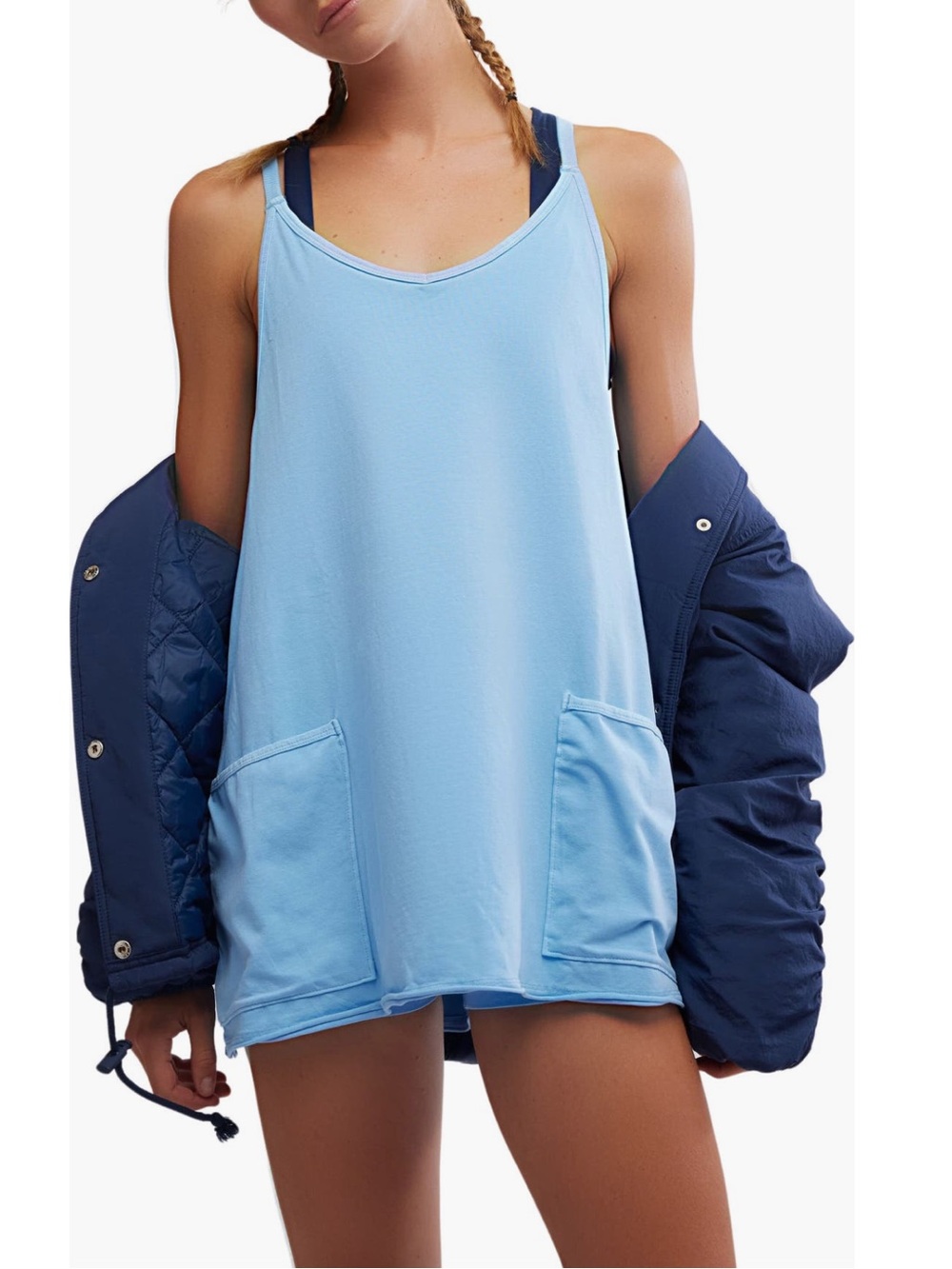NWT Free People x FP Movement Hot Shot Mini Dress - Riviera Blue